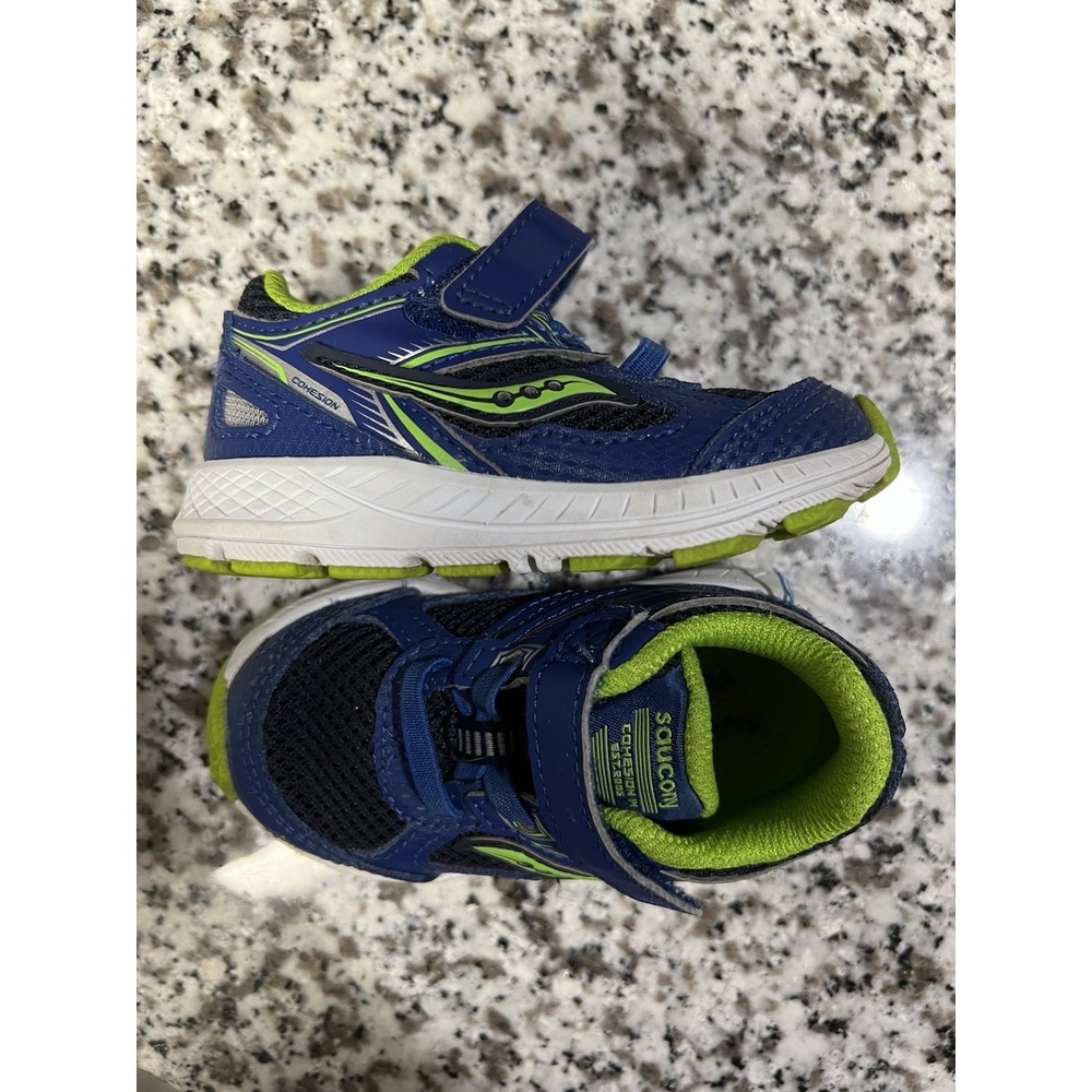 Saucony Kids Cohesion 14 A/C Running Shoes Royal Blue/Lime/Black Size 4.5M